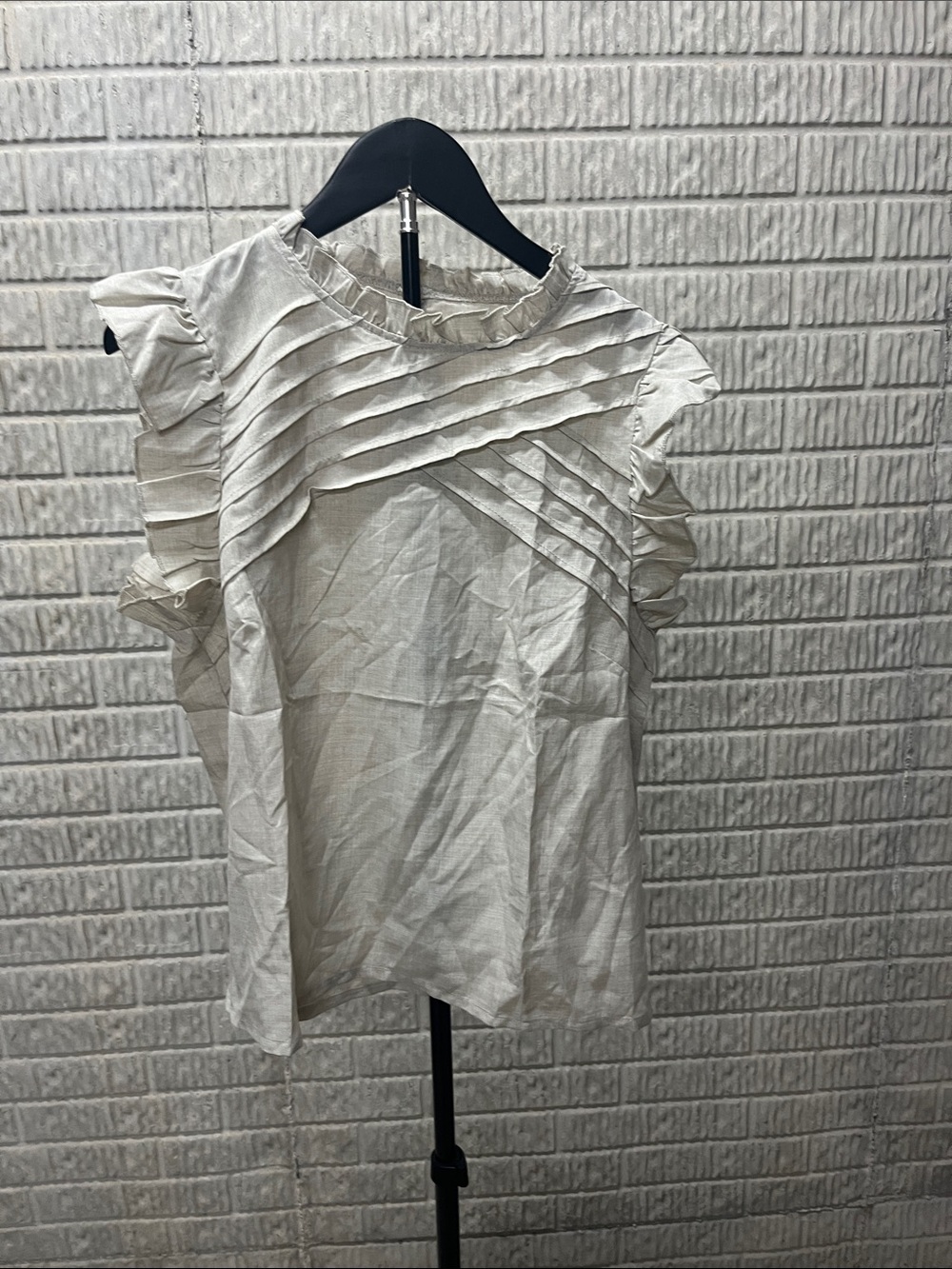 Cupshe Cream Ruffle Pintuck Blouse